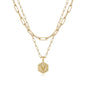 M MOOHAM Dainty Initial Necklaces for Women, 14K-Gold-Plated Layering Necklace for Women Cute Hexagon Letter Initial Necklace Layered Necklaces for Womens Teen Girl Gifts