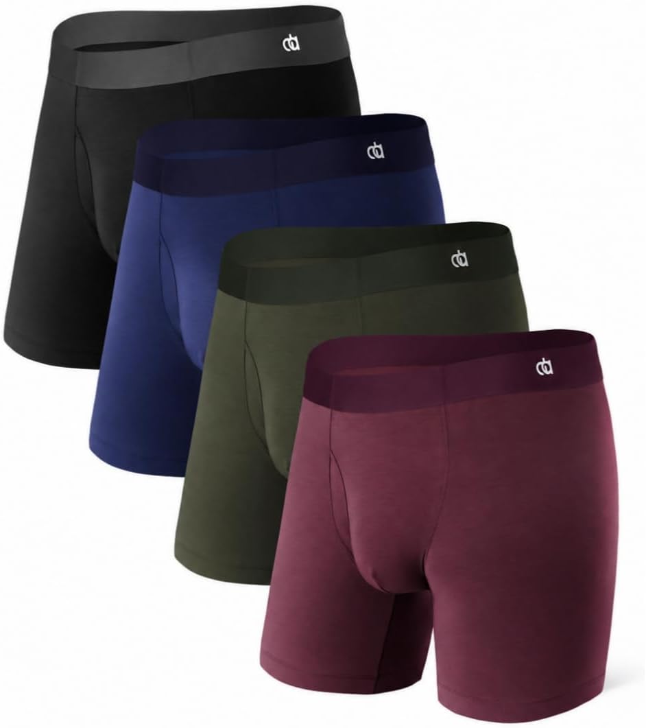 DAVID ARCHY Men's Ultra Soft Underwear Modal Boxer Briefs Slim Fit 6.5" | Second Skin Fabric Breathable, Smooth Low-Profile Waistband, Easy Access Side Fly, Tagless Anti Chafing for All-day Comfort
