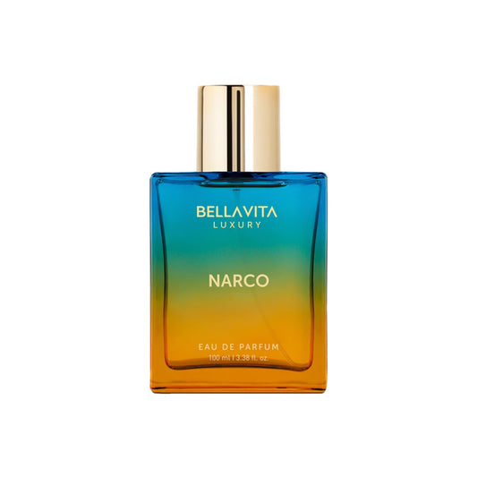 Bellavita Luxury Narco Eau de Parfum | 100 ml (3.4 fl.oz.) | Perfume for Men and Women | Floral, Bergamot, Jasmine, and White Musk Notes | Long Lasting Unisex Fragrance