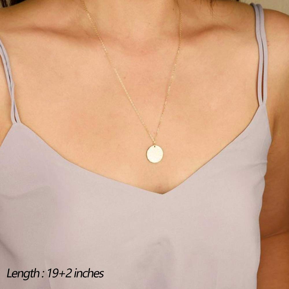 Turandoss Dainty Layered Choker Necklace, Handmade Y Pendant Necklace Multilayer Bar Disc Necklace Adjustable Layering Choker Necklaces for Women