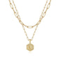 M MOOHAM Dainty Initial Necklaces for Women, 14K-Gold-Plated Layering Necklace for Women Cute Hexagon Letter Initial Necklace Layered Necklaces for Womens Teen Girl Gifts