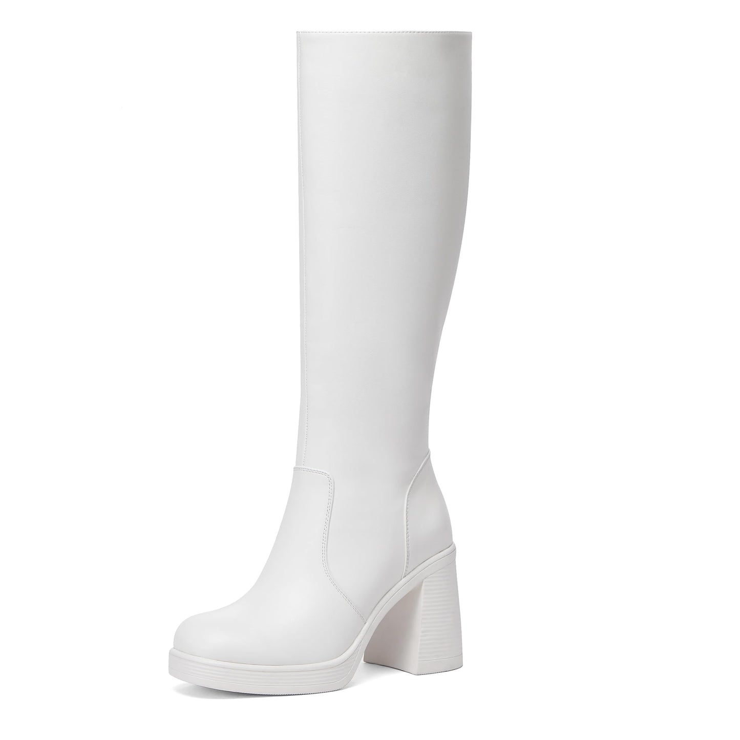 Glamnest Platform Knee High Boots for Women Chunky Heel square Toe Leather Long Boots Side Zipper Tall Boots White Boots 11Glamnest Platform Knee High Boots for Women Chunky Heel square Toe Leather Lo…open box.