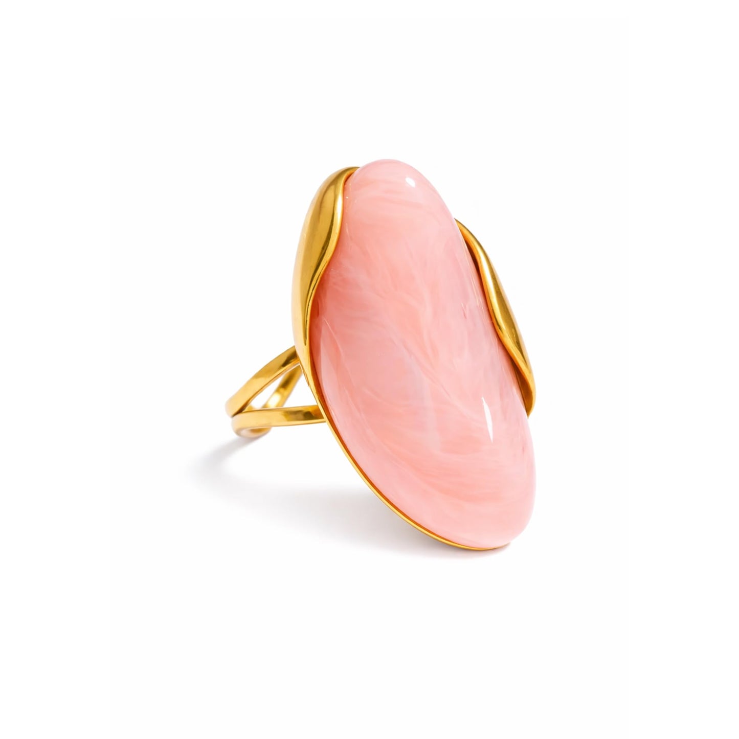 Mchic Colorful Chunky Statement Ring for Women: Boho Large Oval Acrylic Finger Ring Stainless Steel Adjustable Beach Summer Y2K Handmade Jewelry Gift for Women