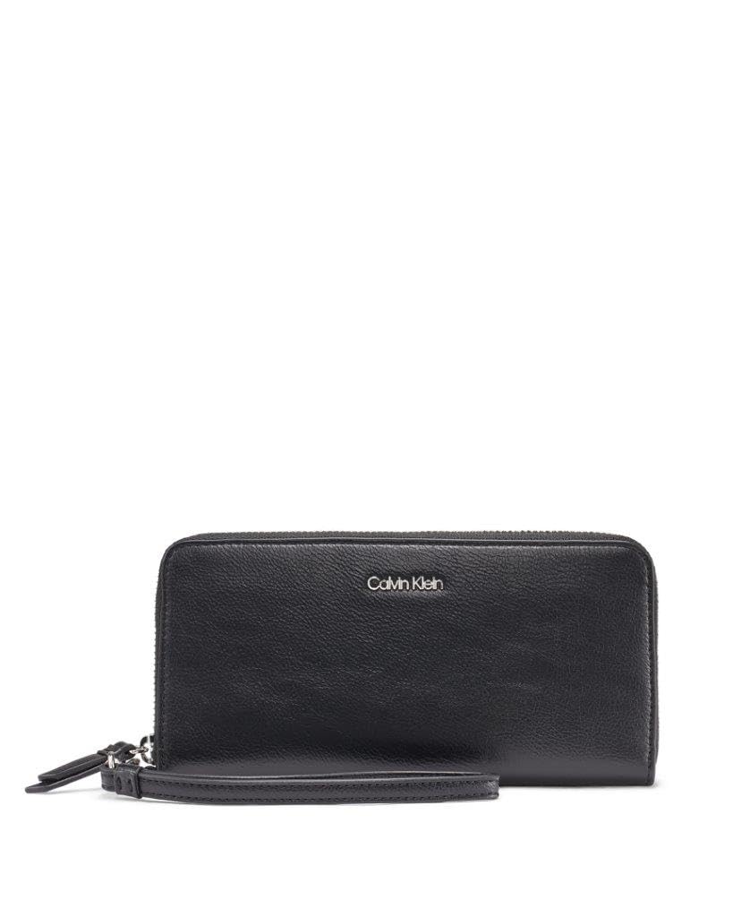 Calvin Klein Women's Key Item Saffiano Continental Zip Around Wallet With Wristlet Strap