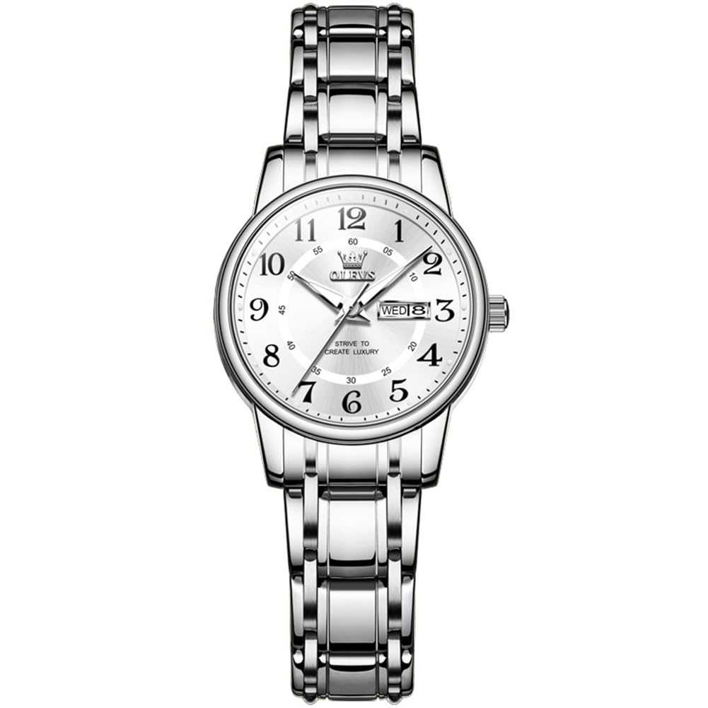 OLEVS Watch Women Two Tone Watches for Women with Date Dress Womens Watches for Small Wrists Luxury Easy Read Womens Watch Waterproof Blue/Black/Gold/Silver Dial Reloj para Mujer