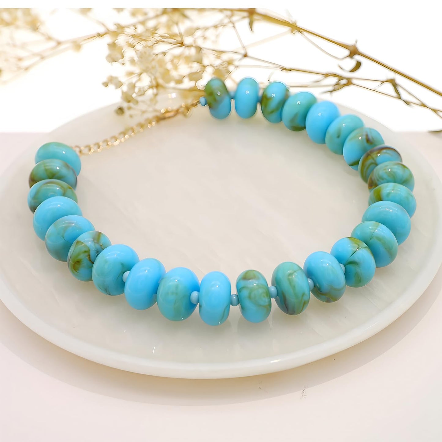 We We Chunky Colorful Beaded Necklace for Women Large Boho Statement Bead Chokers Necklaces Turquoise Blue Big Beads Jewelry Neck Summer Beach