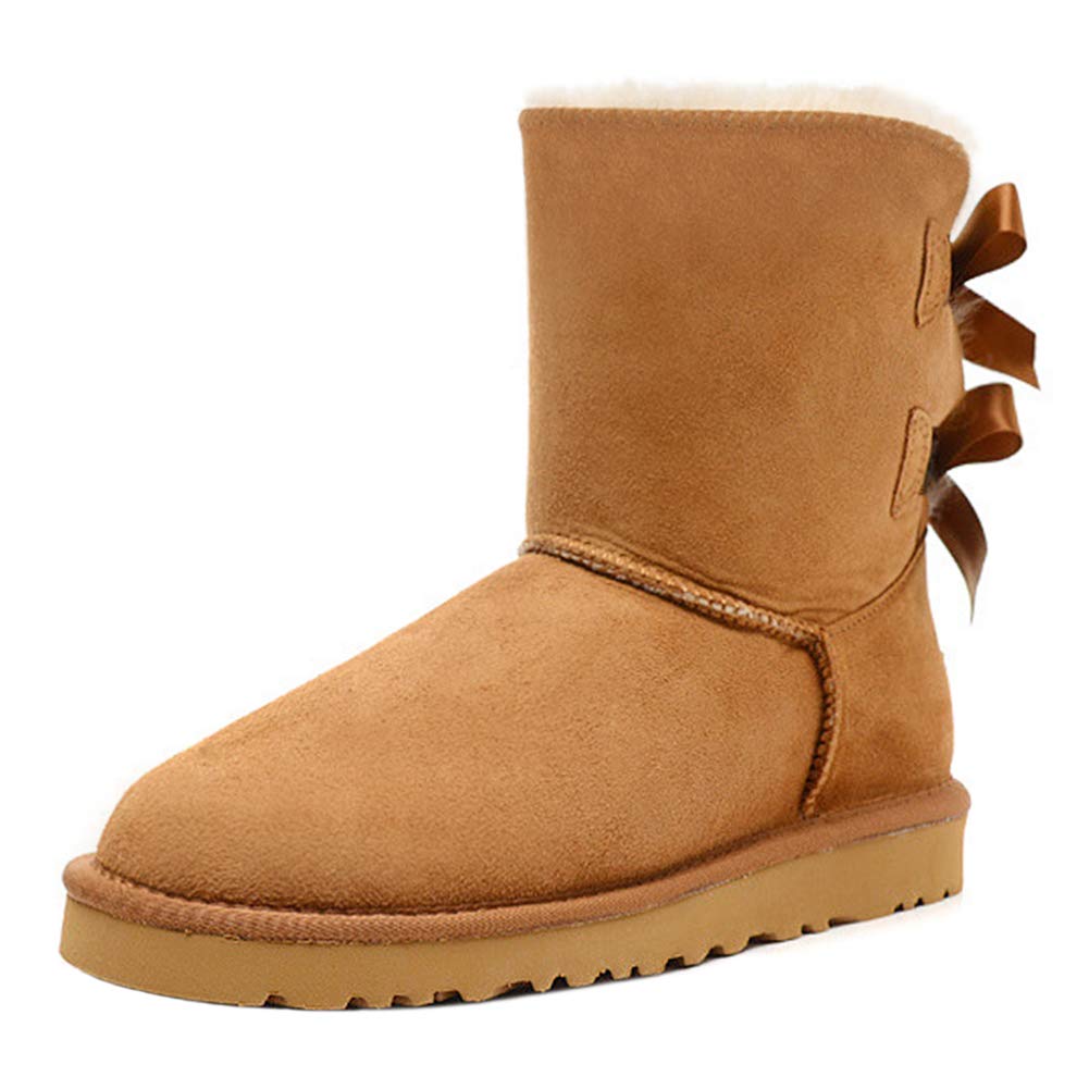 JOY IN LOVE Women's Snow Boots for Winter Mid-Calf high Back Bows
