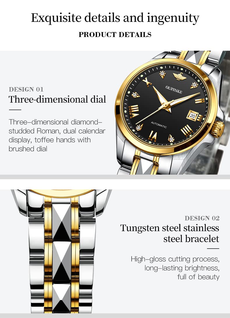 OLEVS Watches for Women Rose Gold Two Tone Fashion White Ceramic Ladies Wrist Watches Pink/Red Dial Stainless Steel Waterproof Date