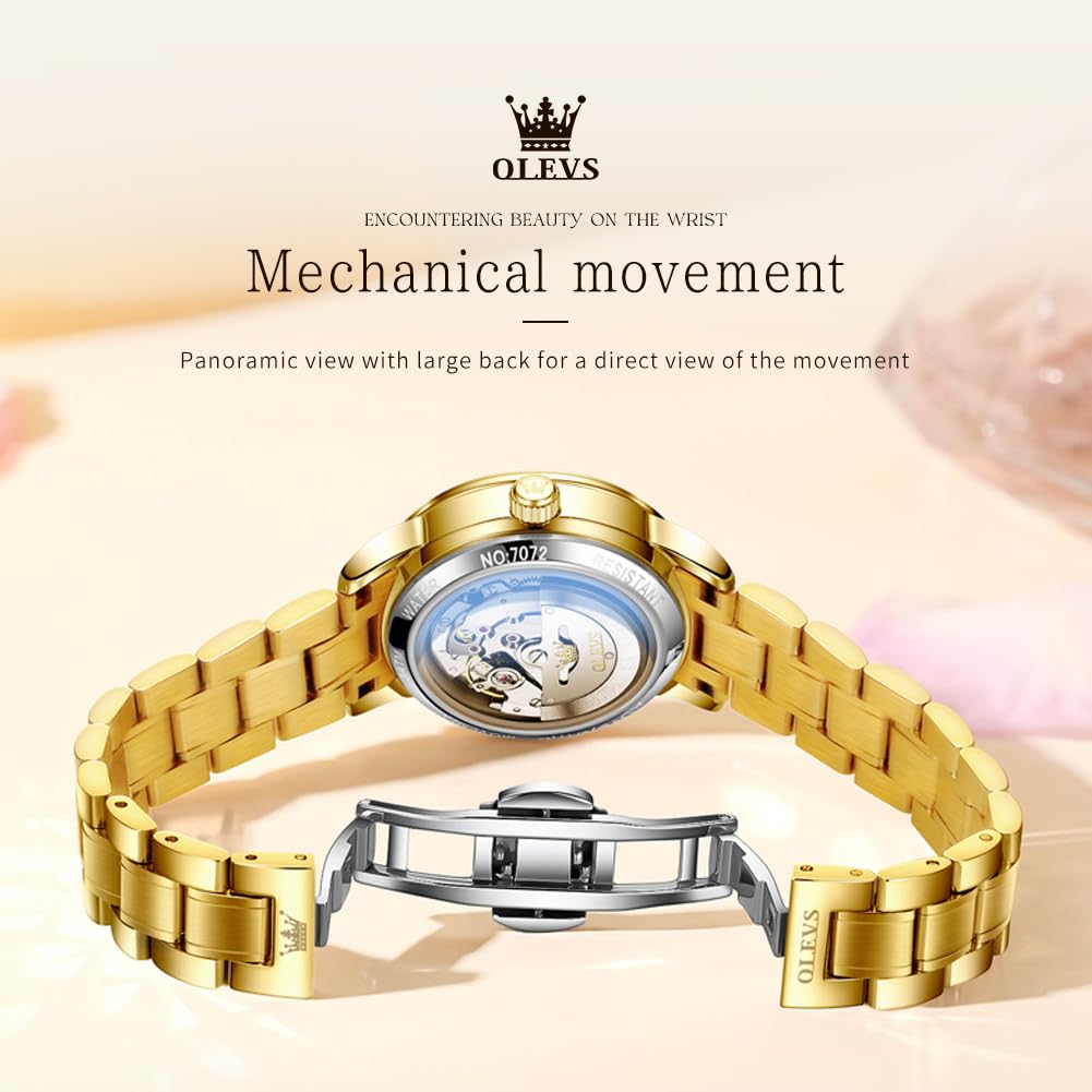 OLEVS Watch Women Luxury Dainty Vintage Square/Round Small Watches for Women Waterproof Stainless Steel Analog Women's Watches with Day Date Fashion Dress Easy Read Female Watch Reloj para Mujer