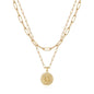 Yoosteel Layered Initial Necklaces for Women Trendy - 14K Gold-Plated Dainty Layering Paperclip Chain Coin Initial Necklace Jewelry Gifts for Women Mom Wife Teen Girls