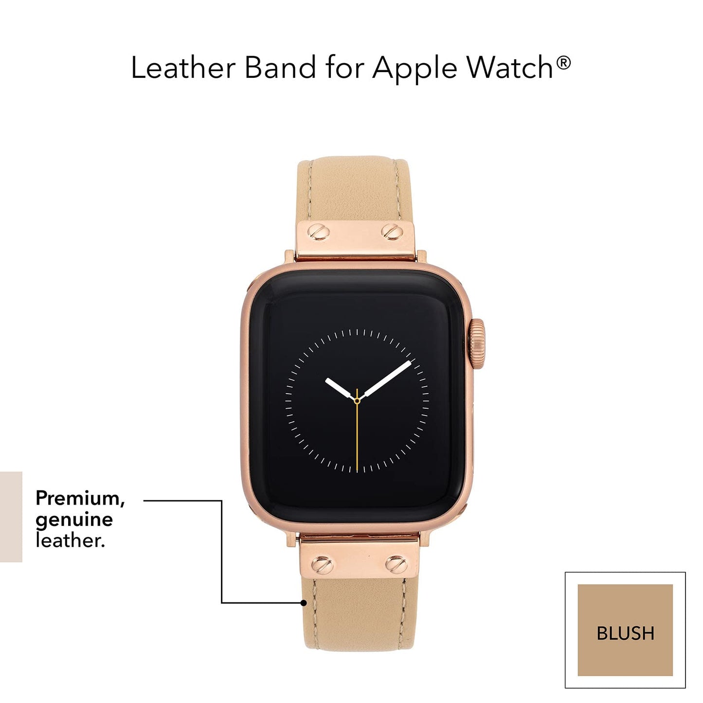 Anne Klein Leather Fashion Band for Apple Watch Secure, Adjustable, Apple Watch Band Replacement, Fits Most Wrists