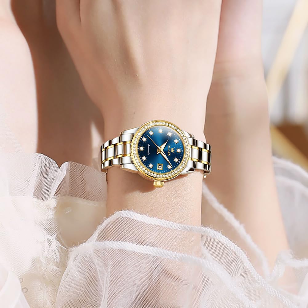 OLEVS Watch Women Silver Watches for Women Luxury for Small Wrists Dress Stainless Steel Women's Wrist Watches Easy to Read Reloj para Mujer Black/Blue/Gold/Green/Pink/Purple