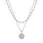 Yoosteel Layered Initial Necklaces for Women Trendy - 14K Gold-Plated Dainty Layering Paperclip Chain Coin Initial Necklace Jewelry Gifts for Women Mom Wife Teen Girls