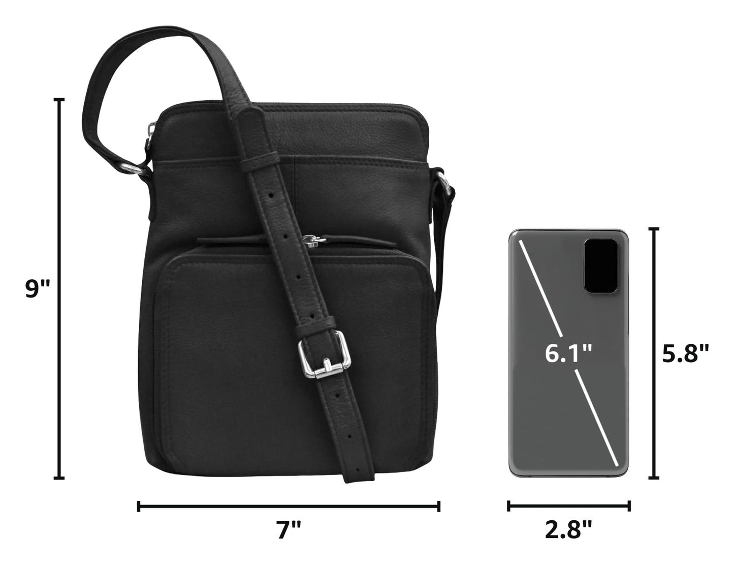 ili New York Genuine Leather Crossbody Bags for Women - Premium RFID Blocking Shoulder Bag Organizer with Adjustable Strap
