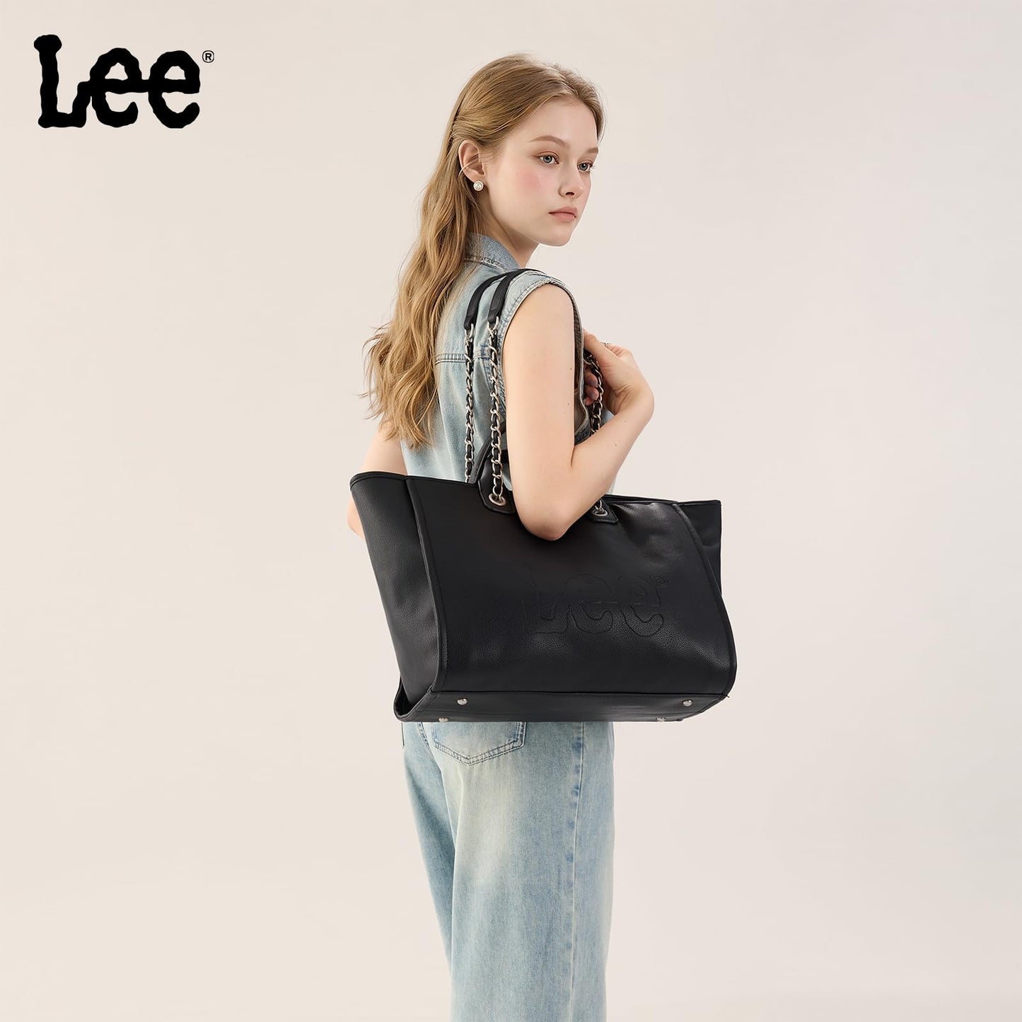 Lee Large Shoulder Tote Bag for Women Vegan Leather Top-Handle Bag