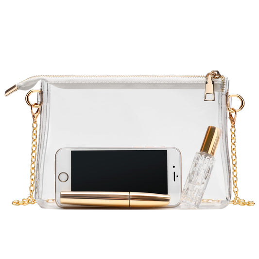 BS-VOG Clear Purse for Women - Stadium Approved Small Crossbody Bag with Zipper, Clear Stadium Bag for Concerts, Sports