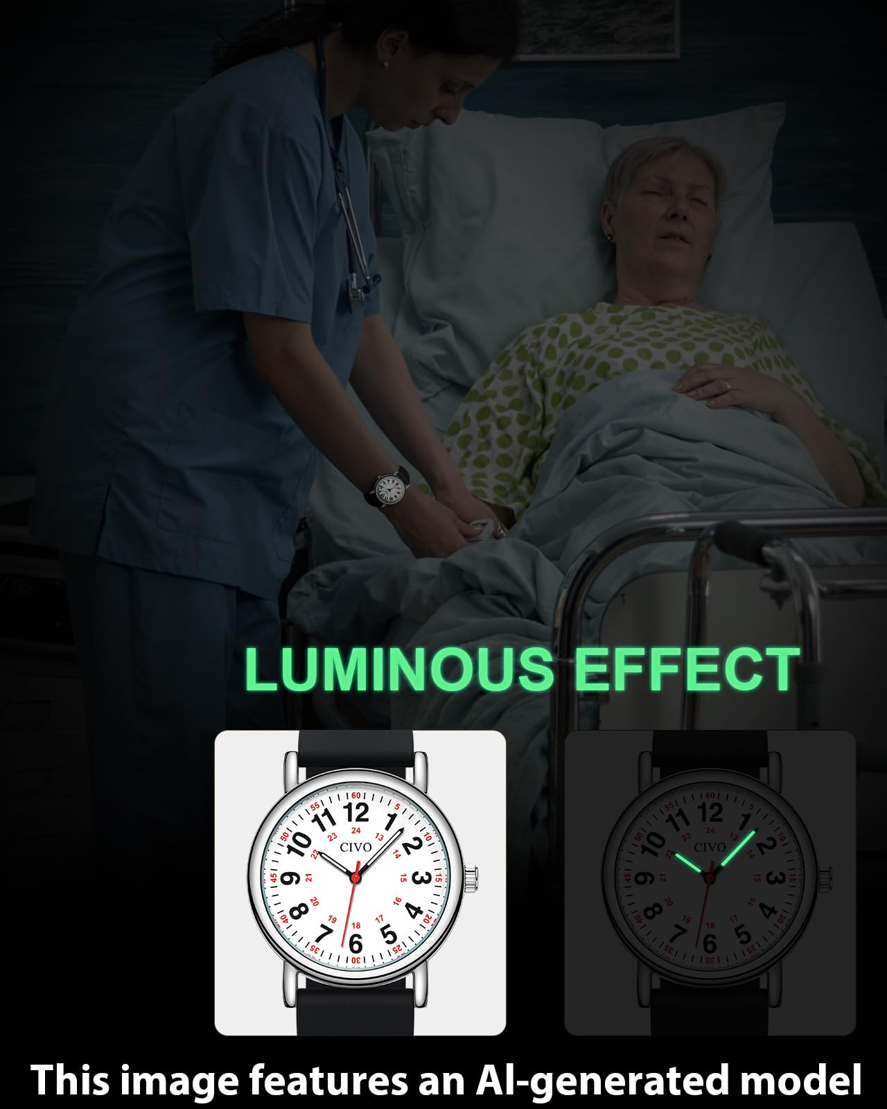 CIVO Nurse Watches for Women Men: Analog Waterproof Watch with Easy Read Dial Second Hand - Gifts for Nurses Medical Student Doctors