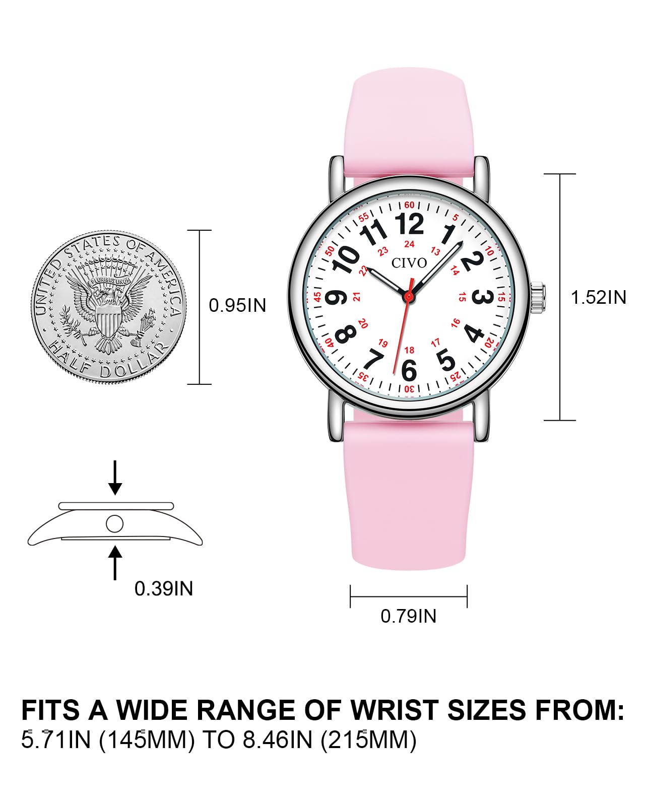 CIVO Nurse Watches for Women Men: Analog Waterproof Watch with Easy Read Dial Second Hand - Gifts for Nurses Medical Student Doctors