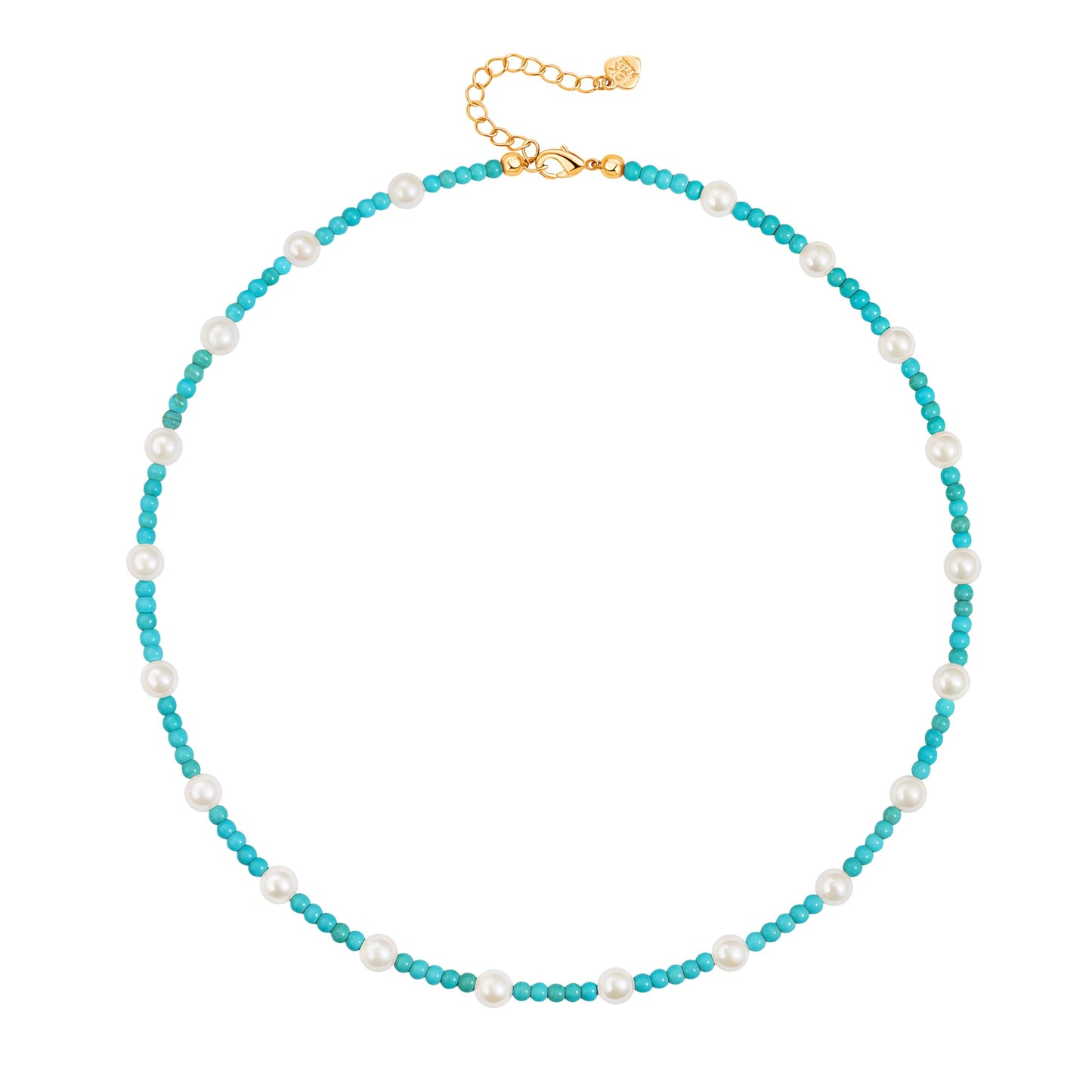 Aobei Pearl 18K Gold Plated Paperclip Chain Choker Satellite Chain Freshwater Cultured Biwa Pearl Pendant Necklace Dainty Turquoise Jewelry for Women