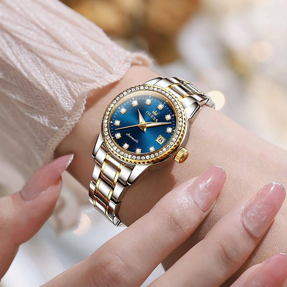OLEVS Watch Women Silver Watches for Women Luxury for Small Wrists Dress Stainless Steel Women's Wrist Watches Easy to Read Reloj para Mujer Black/Blue/Gold/Green/Pink/Purple