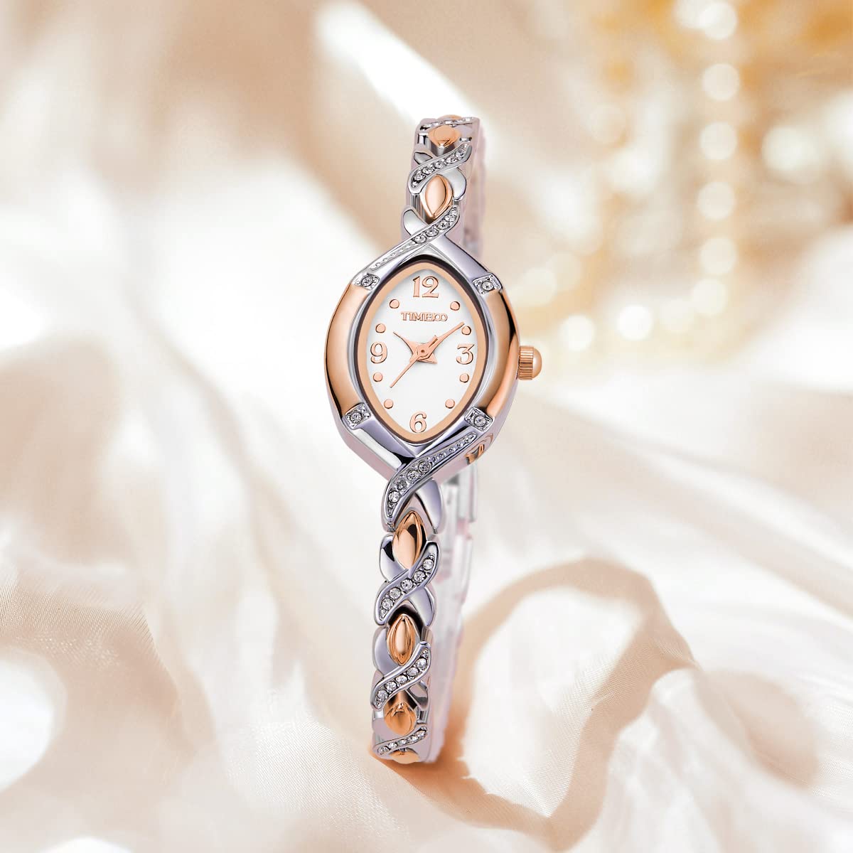 TIME100 Women's Bracelet Watches Ladies Quartz Wrist Watch with Green Dial Bezel with Crystals in Movement Bracelet Strap with Diamonds Waterproof
