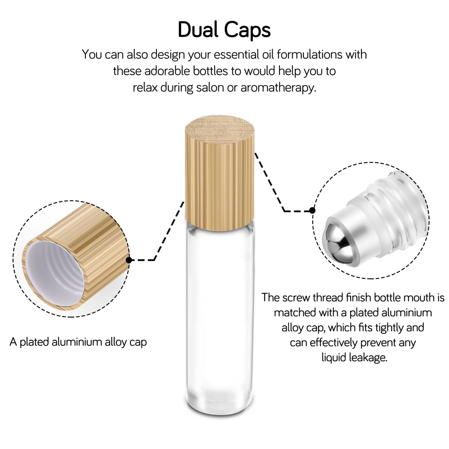 PrettyCare 4 Pack Amber Glass Oil Roller Bottles for Essential Oils 10ml, Roll On Bottles with Stainless Steel Roller Ball Leak-Proof Perfume Travel Refillable Bottle Empty, Beauty & Personal Care