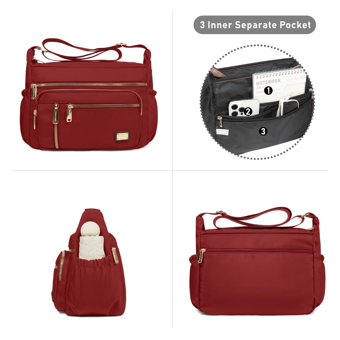 NPBAG Crossbody Bag for Women, Shoulder Purse Handbag Messenger Bag, Trendy Pocketbooks, Waterproof and Multi-Pockets
