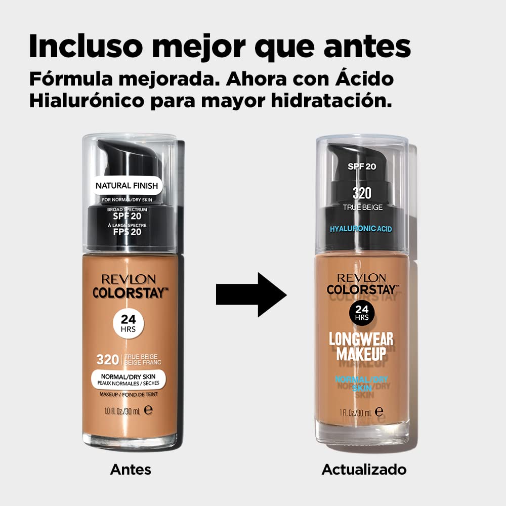 Revlon Liquid Foundation, ColorStay Face Makeup for Normal & Dry Skin, SPF 20, Longwear Medium-Full Coverage with Natural Finish, 240 Medium Beige, 1 Fl Oz