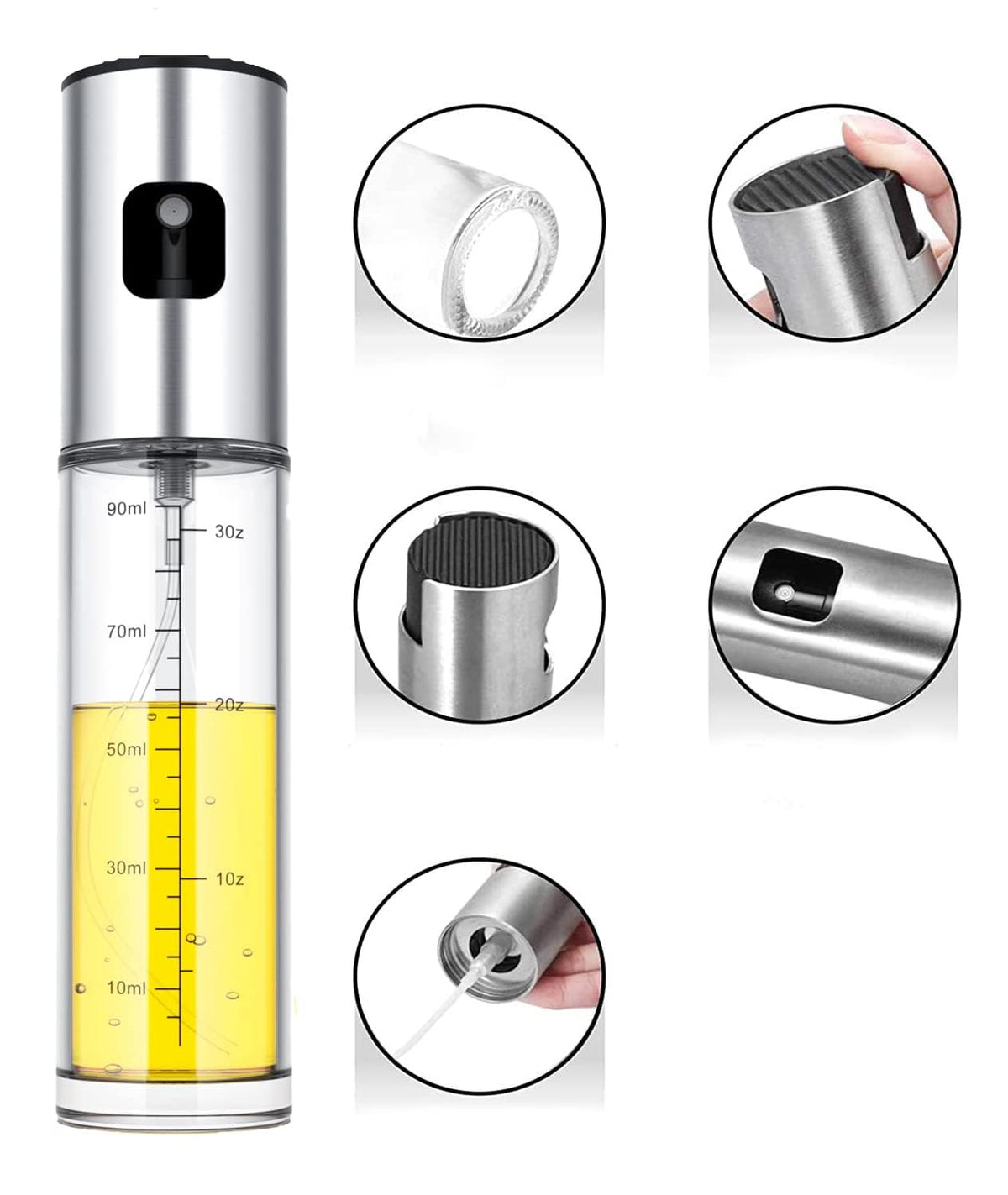 NIKKIER Oil Sprayer for Cooking,100ml Olive Oil Spritzer,Oil Sprayer for Air Fryer, Salad,BBQ,Roasting
