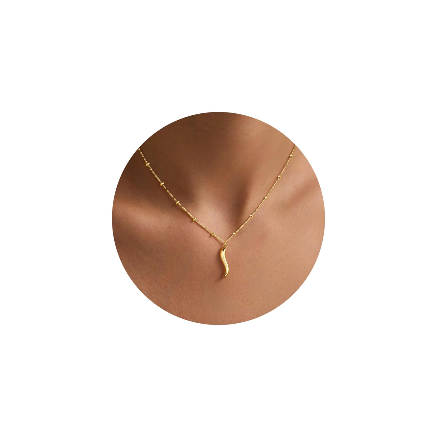 M MOOHAM Gold Necklace for Women Non Tarnish - Dainty 14K Gold Plated Beaded Chain Small Pendant Necklaces Simple Pearl Circle Beads Teardrop Pendant Necklace for Women Trendy Jewelry Gifts