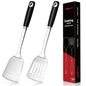 MUJINON Spatula Set, 18/0 Stianless Steel Turner & Slotted Spatula, Kitchen Cooking Utensils Set, Pack of 2