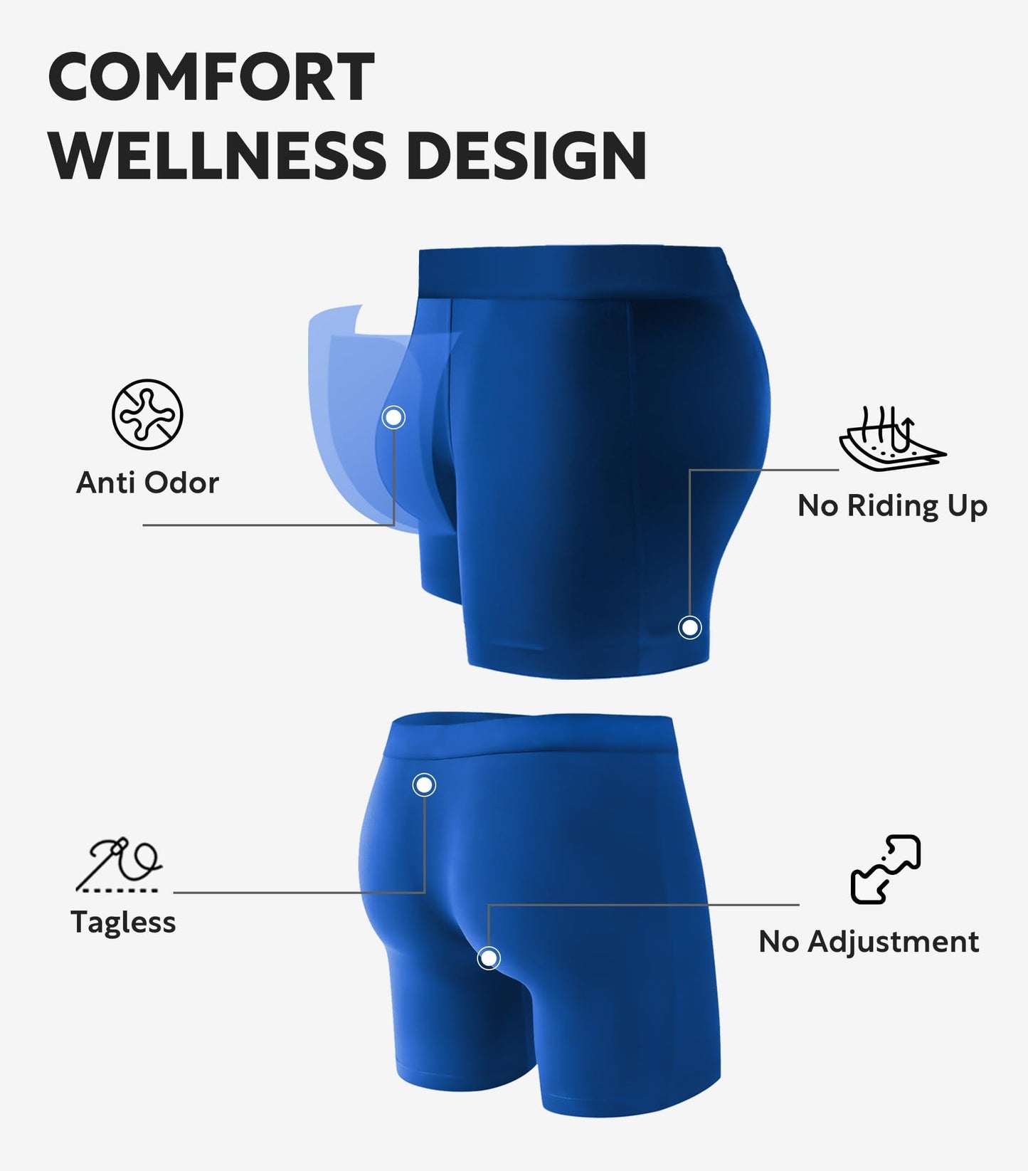 DAVID ARCHY Men's Ultra Soft Underwear Modal Boxer Briefs Slim Fit 6.5" | Second Skin Fabric Breathable, Smooth Low-Profile Waistband, Easy Access Side Fly, Tagless Anti Chafing for All-day Comfort