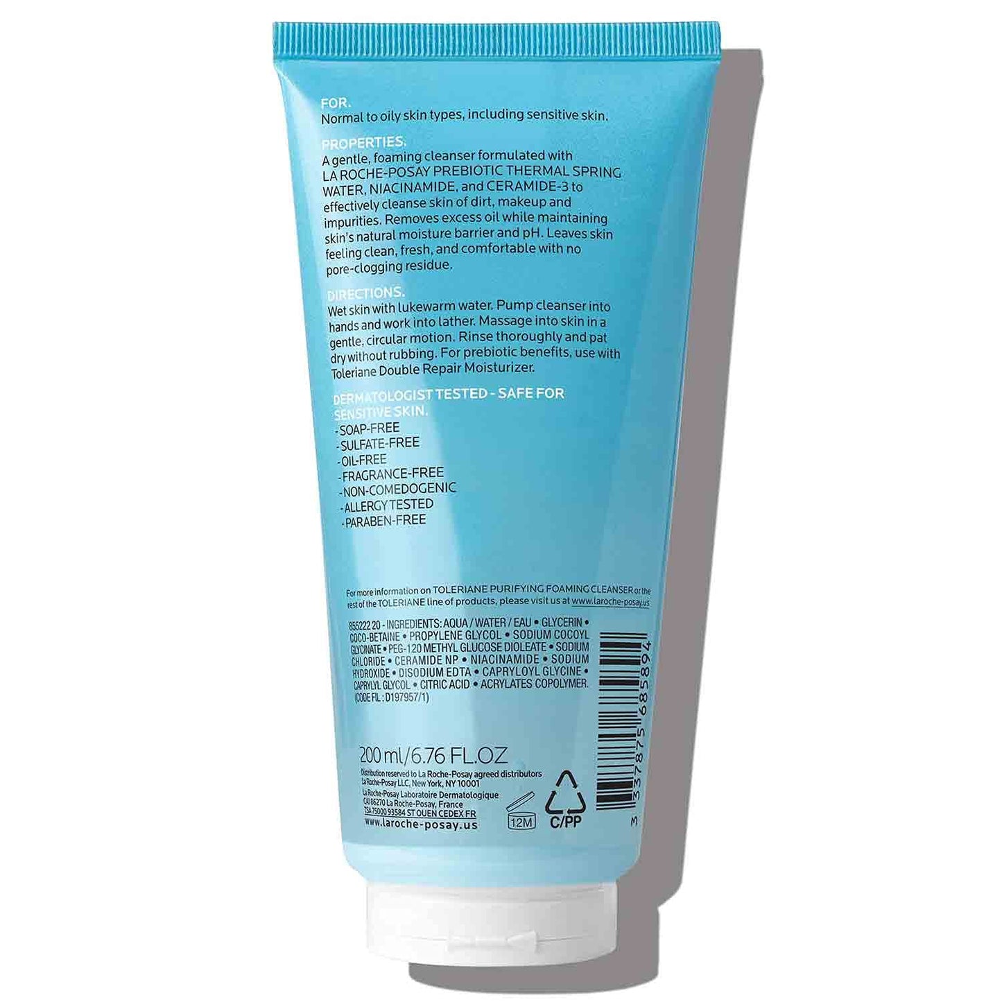 La Roche-Posay Toleriane Purifying Foaming Facial Cleanser, Oil Free Face Wash for Women & Men with Niacinamide + Ceramides, Pore Cleanser Safe For Sensitive Skin, Won’t Dry Out Skin, Soap Free