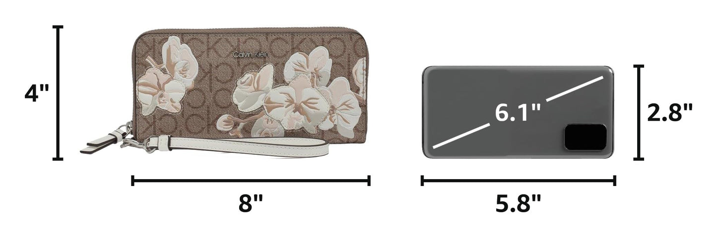 Calvin Klein Women's Key Item Saffiano Continental Zip Around Wallet With Wristlet Strap
