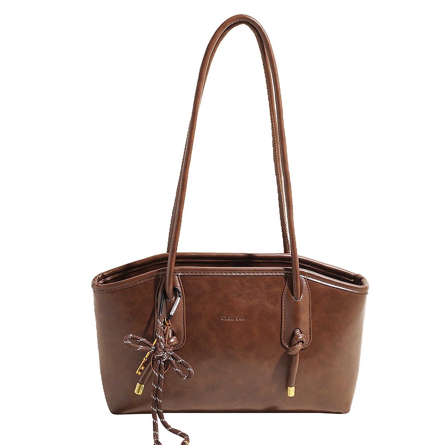 Shoulder Bag for Women Brown Purse Vintage Leather Shoulder Handbag Trendy Everyday Purse with Pendant