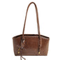 Shoulder Bag for Women Brown Purse Vintage Leather Shoulder Handbag Trendy Everyday Purse with Pendant