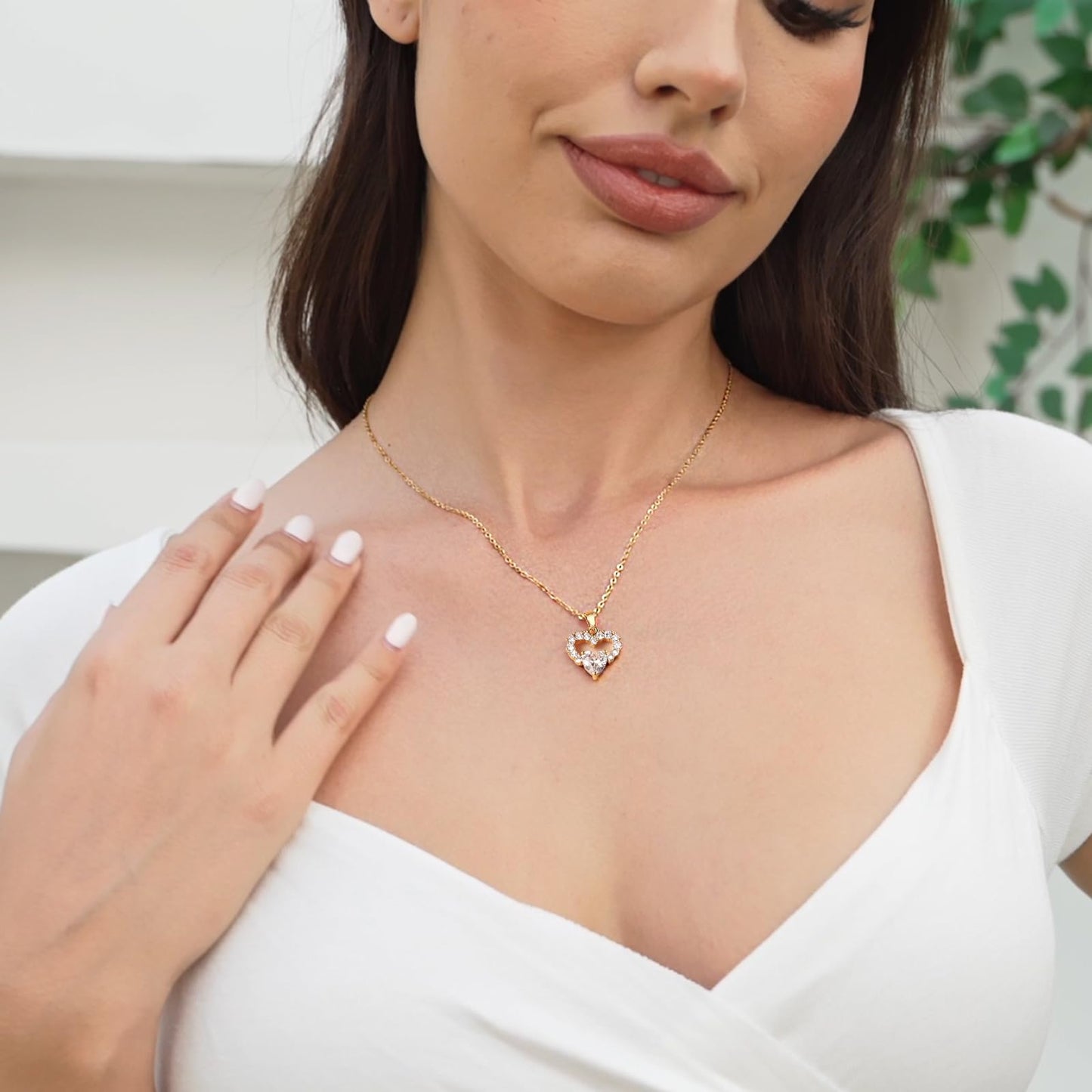 Dainty Gold Necklace for Women, 18K Real Gold Plated Necklace, White Gold Cross Silver Necklace, Cubic Zirconia Necklace, Birthday Gifts for Women Jewelry