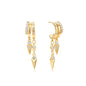 Gold Dangle Earrings for Women, 14k Gold Plated Stacked Triple Hoop Illusion Earrings Cubic Zirconia Huggie Earrings for Women Trendy