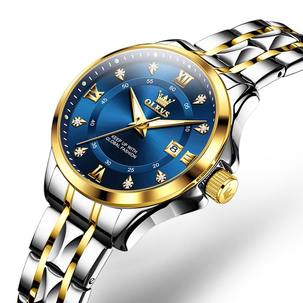 OLEVS Watch Women,Watches for Women,Luxury Casual Stainless Steel Women's Wrist Watches Classic Small Face Dress Analog Womens Watches with Date Easy to Read Waterproof Luminous Quartz Ladies Watches