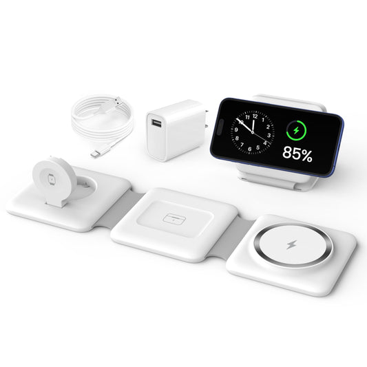 Charging Station for Apple Multiple Devices - 3 in 1 Foldable Magnetic Wireless Charger Dock - Travel Charging Pad for iPhone 17 16 15 14 13 12 Pro Max Plus Watch & Airpods (Clearance)