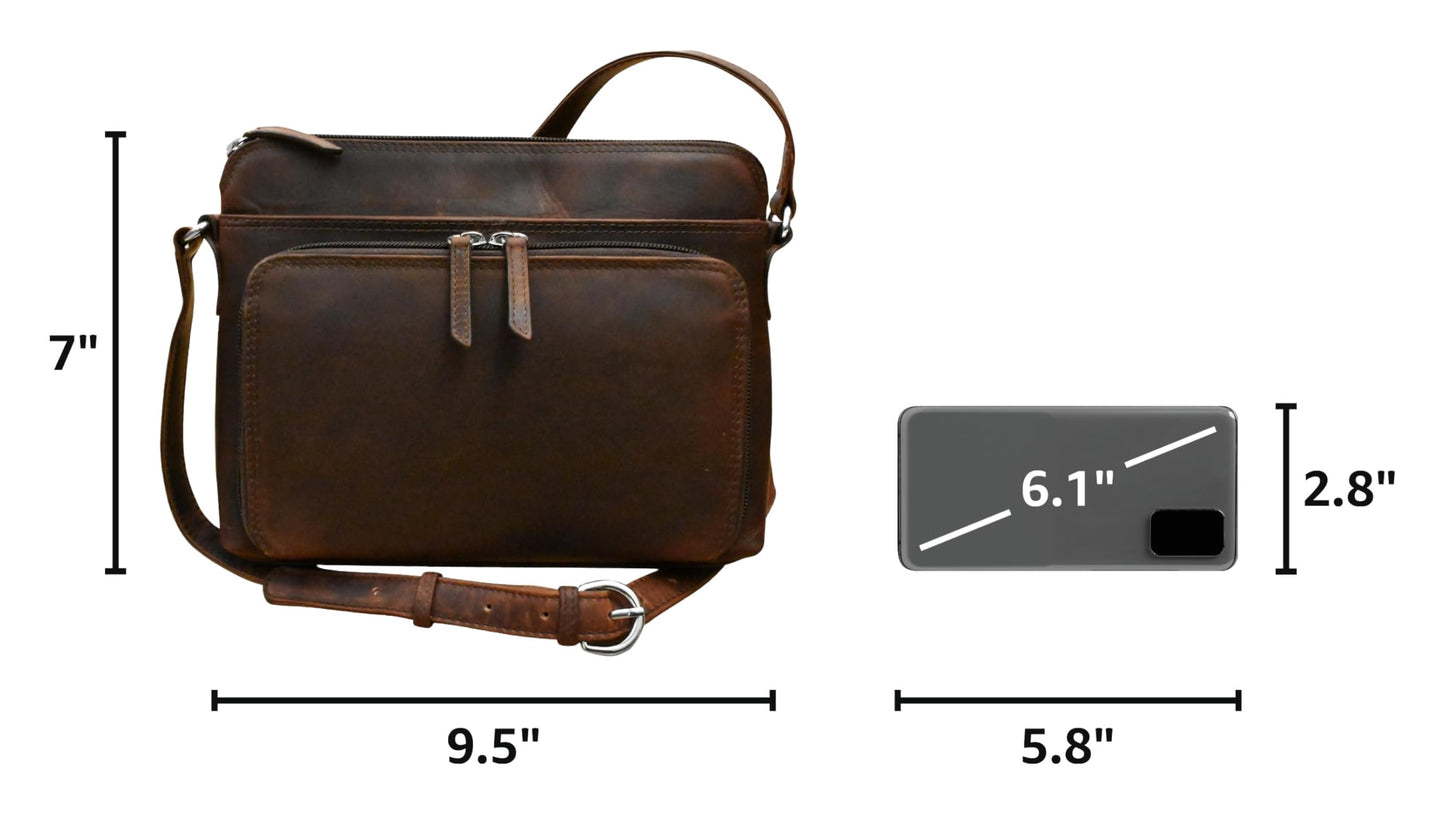 ili New York Genuine Leather Crossbody Bags for Women - Premium RFID Blocking Shoulder Bag Organizer with Adjustable Strap
