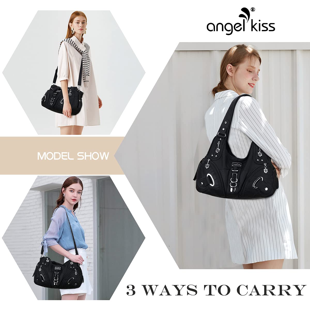 Angelkiss Hobo Purses and handbags for Women Satchel Handbag Women Purses Large Daily Shoulder Bags
