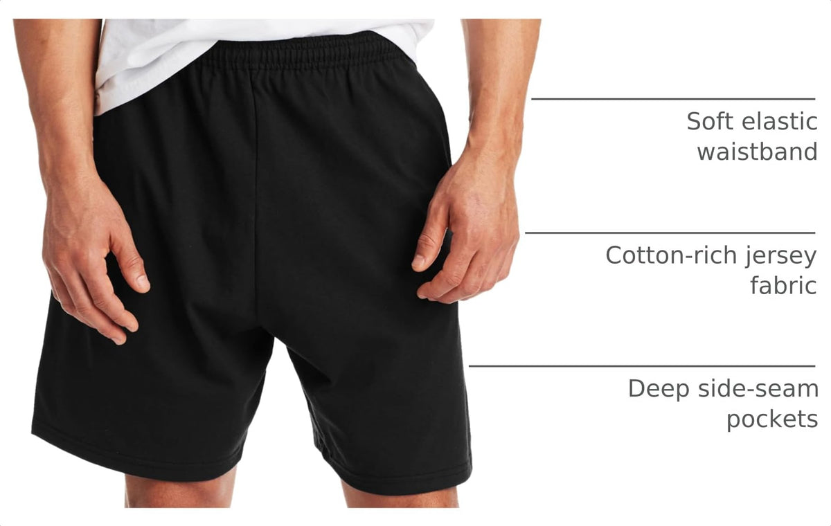 Hanes Mens Jersey Cotton With Pocket Workout-and-training-shorts, Navy, 3X-Large