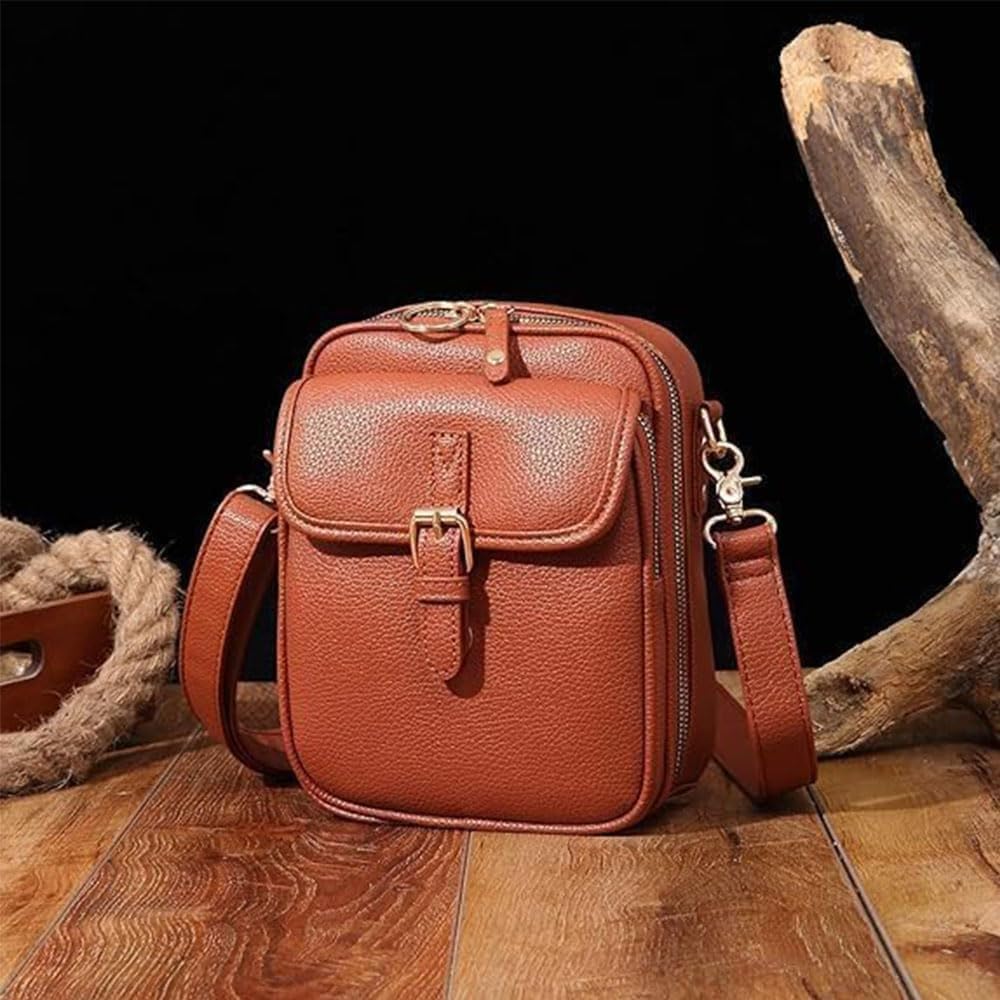 Leather Crossbody Bag for Women,Anti-Theft Messenger Bag with Large Capacity,Built-in Purse Card Slots Shoulder Sling Bag