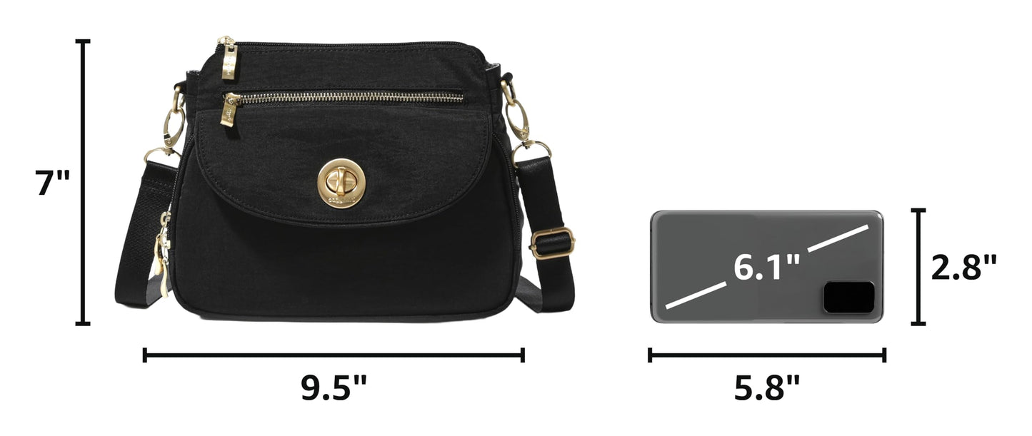 Baggallini Calais Crossbody Bags for Women 10x7 Lightweight Water-Resistant Travel Purse, RFID & Interior Organization