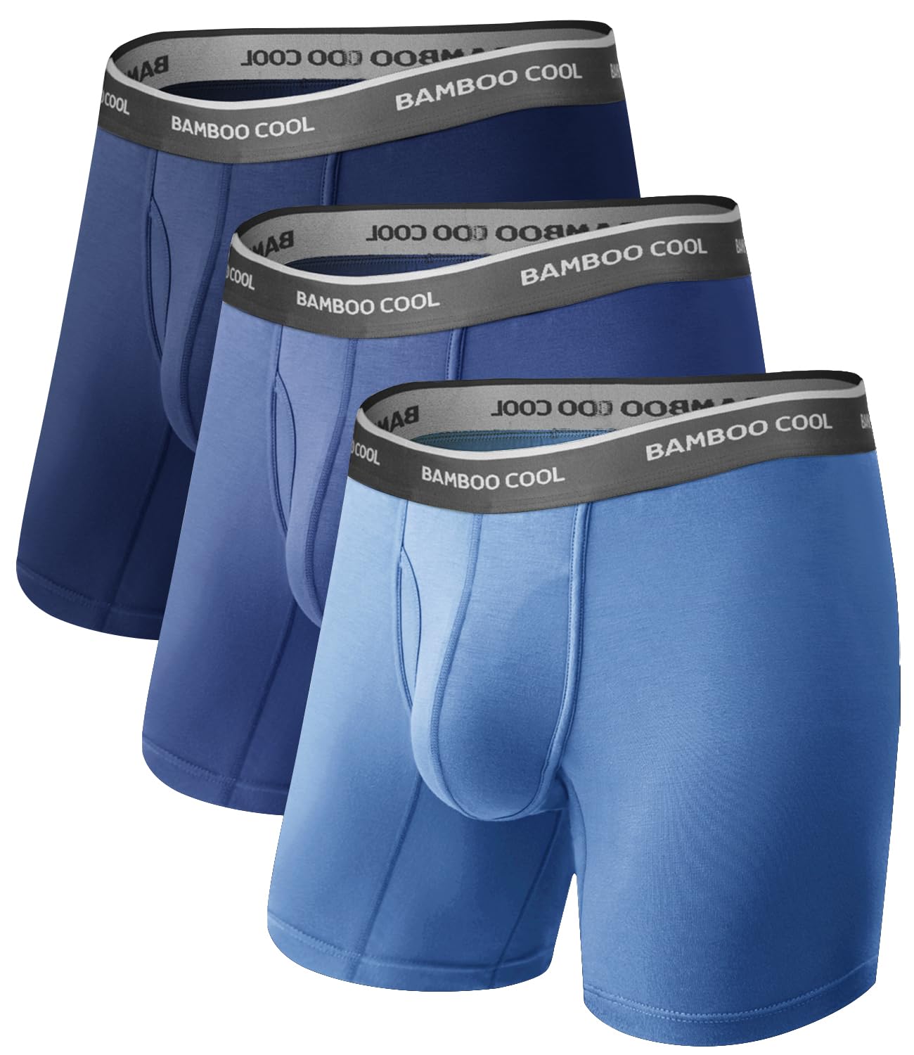 BAMBOO COOL Ultra Soft Mens Underwear Boxer Briefs Multi-pack | Bamboo Fabric‌,No Ride Up,More Breathable Than Cotton