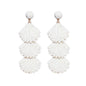 Raffia Dangle Earrings for Women - Boho Statement Rattan Drop Jewelry with Shell Design, Lightweight Summer Beach Trendy Accessories