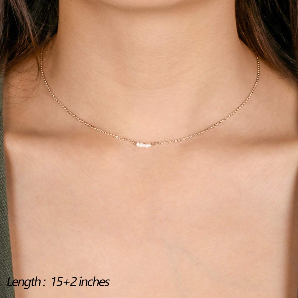 Turandoss Dainty Layered Choker Necklace, Handmade Y Pendant Necklace Multilayer Bar Disc Necklace Adjustable Layering Choker Necklaces for Women