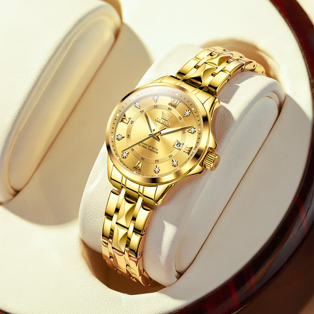 OLEVS Watch Women Two Tone Watches for Women with Date Dress Womens Watches for Small Wrists Luxury Easy Read Womens Watch Waterproof Blue/Black/Gold/Silver Dial Reloj para Mujer