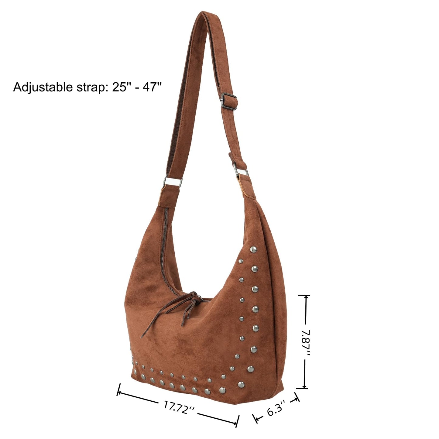 Swgsdh&Hyls Suede Hobo Bags for Women-Studded Tote Purse-Shoulder Handbag